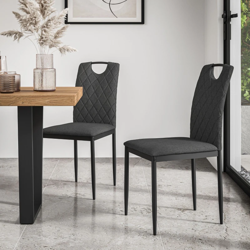Image of More4Homes Set Of 4 Monza Fabric Dining Chair Modern Padded Seat Metal Legs Kitchen (Charcoal)