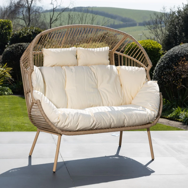 Image of Artemis Home Cocona 2 Seat Standing Egg Chair in Cream Cream Unisex