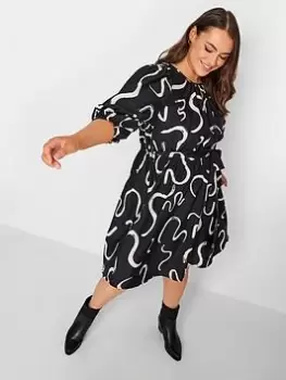 Image of Yours Epp Dress Mono Swirl, Black, Size 16, Women