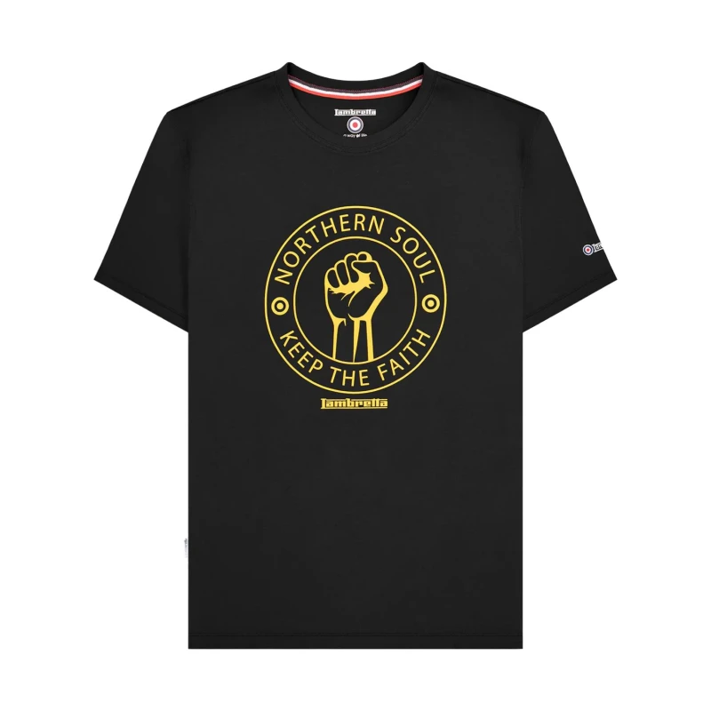 Image of Lambretta Lambretta Men Northern Soul Big & Tall T-Shirt in Black Size: 3X-Large Black XXXL Male 5063703659802
