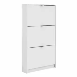 Image of Shoes Hallway Storage Cabinet With 3 Tilting Doors And 1 Layer White