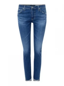 Image of AG Jeans Ankle Stepped Hem Legging in 14 Years Blue Nile Denim Mid Wash
