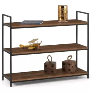 Image of Libbie - 3 Tier Low Bookcase Shelving Unit Black Metal & Walnut