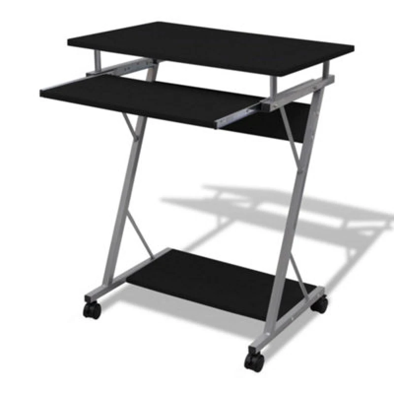 Image of vidaXL Compact Computer Desk with Pull-out Keyboard Tray Black Office Stand