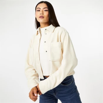 Image of Jack Wills Cropped Sherpa Shirt - Vintage White
