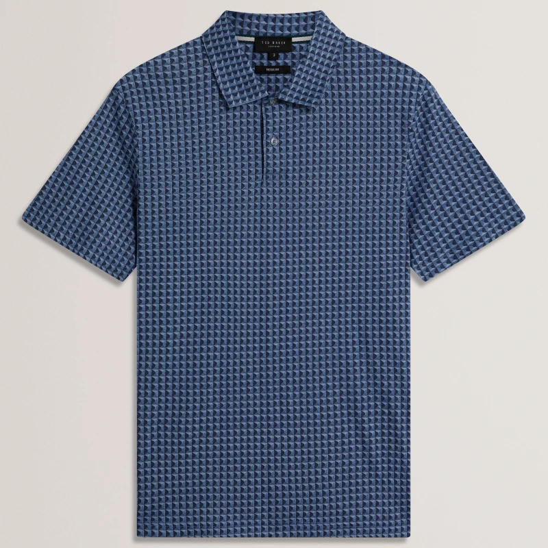 Image of Ted Baker Ted SS Paint GeoPolo Sn62 Navy male S (2)