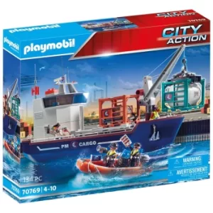 Image of Playmobil Cargo Ship with Boat (70769)