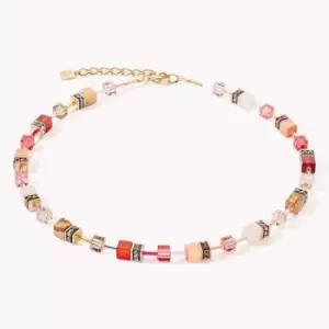 Image of Coeur De Lion DELUXE GEOCUBE Necklace Gold Carnelian, Pink Aventurine & Jasper