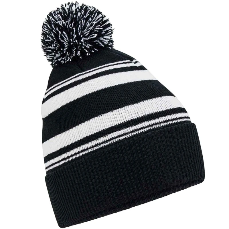 Image of Beechfield Beechfield Men Fan Striped Beanie in Jet Black Jet Black One Size Male 5063425908523