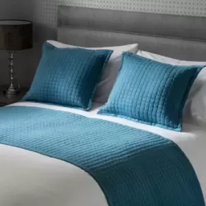 Image of Crompton Quilted Jersey Bed Runner, Cobalt, 70 x 220 Cm - Belledorm