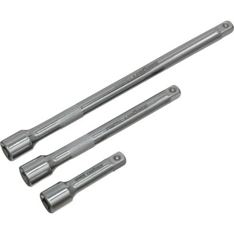 Image of Loops 3 Piece Steel Extension Bar Set - 1/4" Sq Drive - Spring-Ball Socket Retainer Metallics