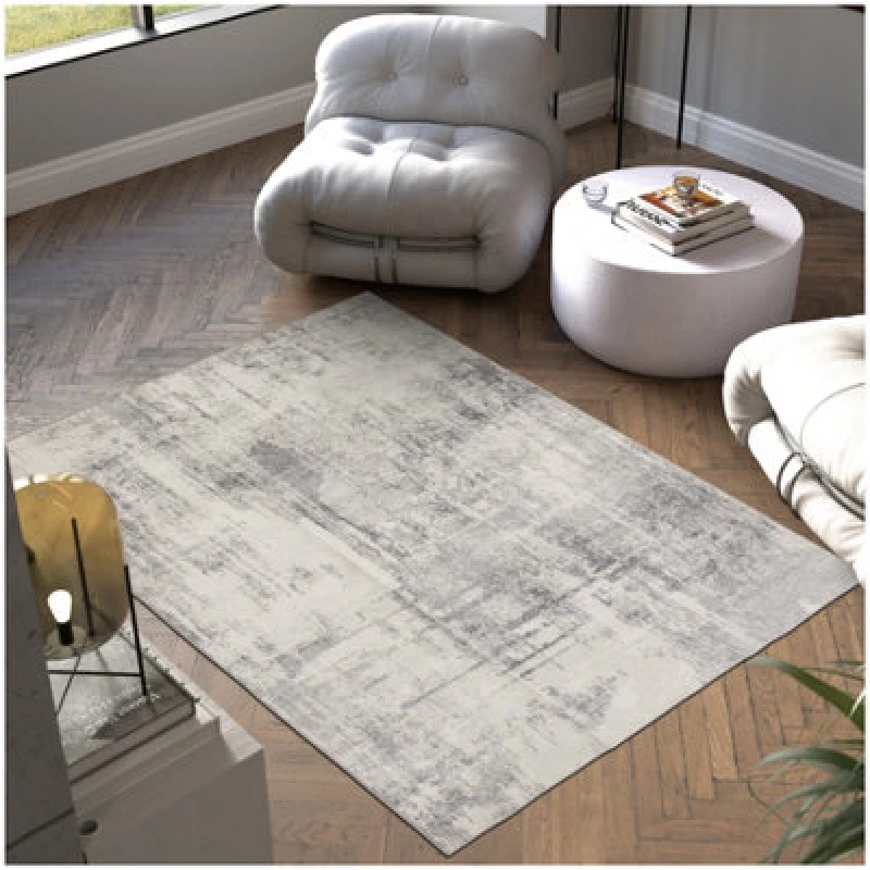 Image of Tectake Washable Rug Nadira - Different Sizes, Abstract Pattern, Synthetic Wool And Felt, Non-Slip 160 X 230 Cm - Beige/grey