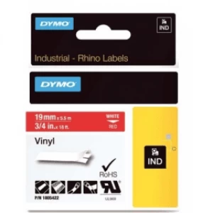 Image of Dymo 1805422 White on Red Label Tape 19mm x 5.5m
