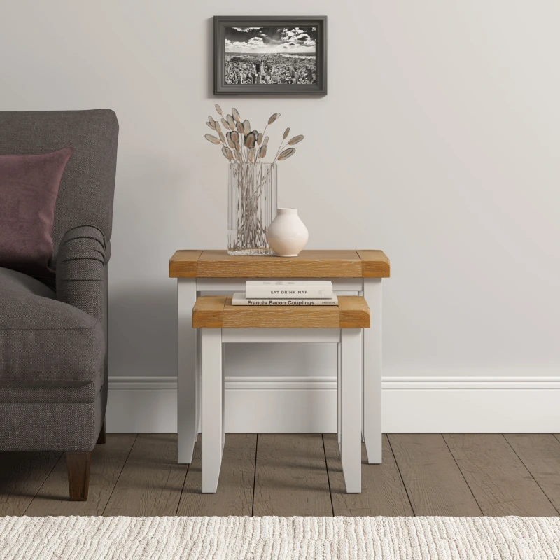 Image of Seconique Windsor Nest of 2 Tables (Fully Assembled) in Ivory Ivory Unisex