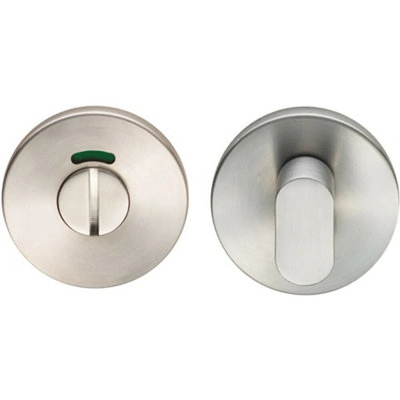 Image of Loops Slim Bathroom Thumbturn Lock And Release Handle With Indicator Satin Steel Metallics unisex