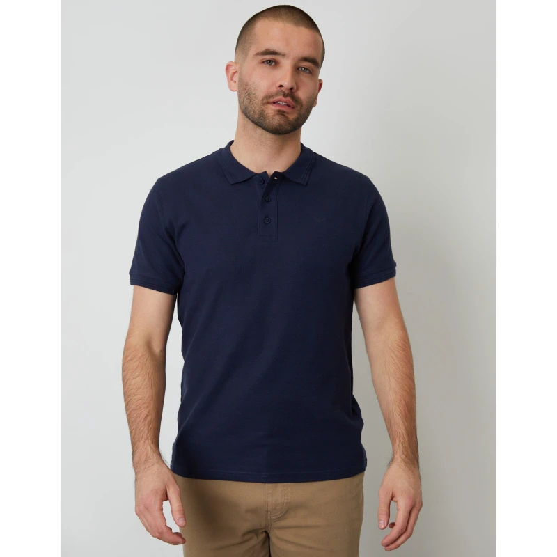 Image of Threadbare Mens TB Malbork Short-Sleeve Polo Shirt Navy male Medium