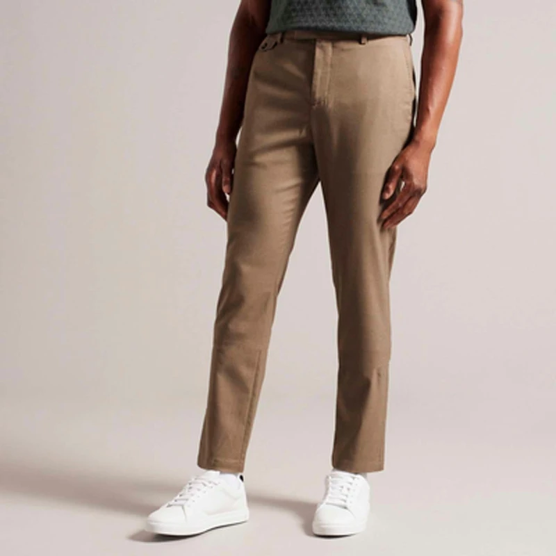 Image of Ted Baker Ngolo Irvine Slim Fit Flannel Trousers - Beige Beige 30
