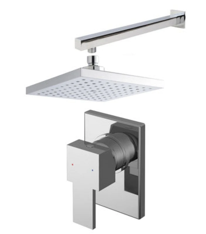 Image of Balterley Ripple Concealed Square Manual Valve Arm Head Shower Bundle Set Silver