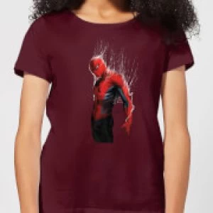 Image of Marvel Spider-man Web Wrap Womens T-Shirt - Burgundy - L