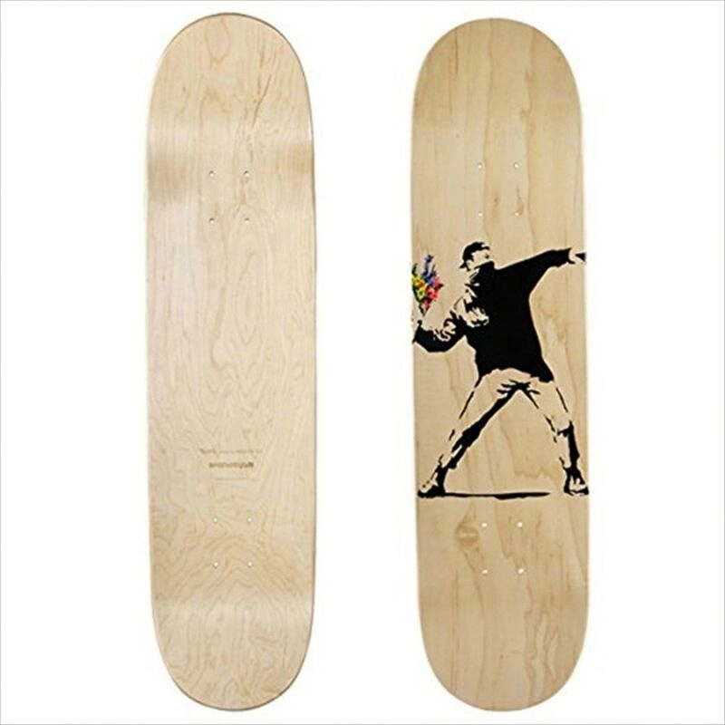 Image of Banksy Flower Bomber Skateboard Wood
