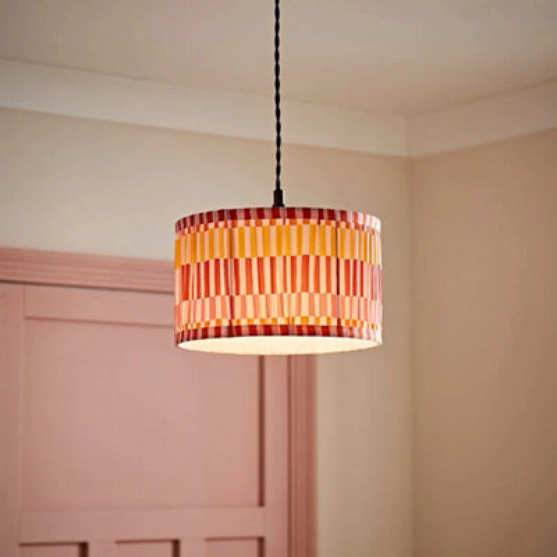 Image of ValueLights ValueLights Rae Pleated Stripe Multicolour Drum Easy Fit Ceiling Light Lamp Shade Size: Small Multi Small Unisex 5016529272953
