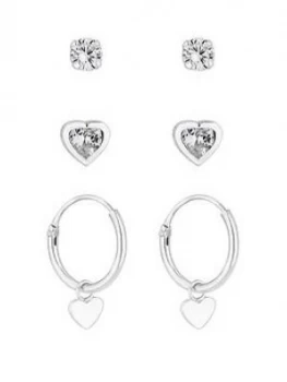 Image of Simply Silver Sterling Silver Heart Drop Earrings Pack Of Three