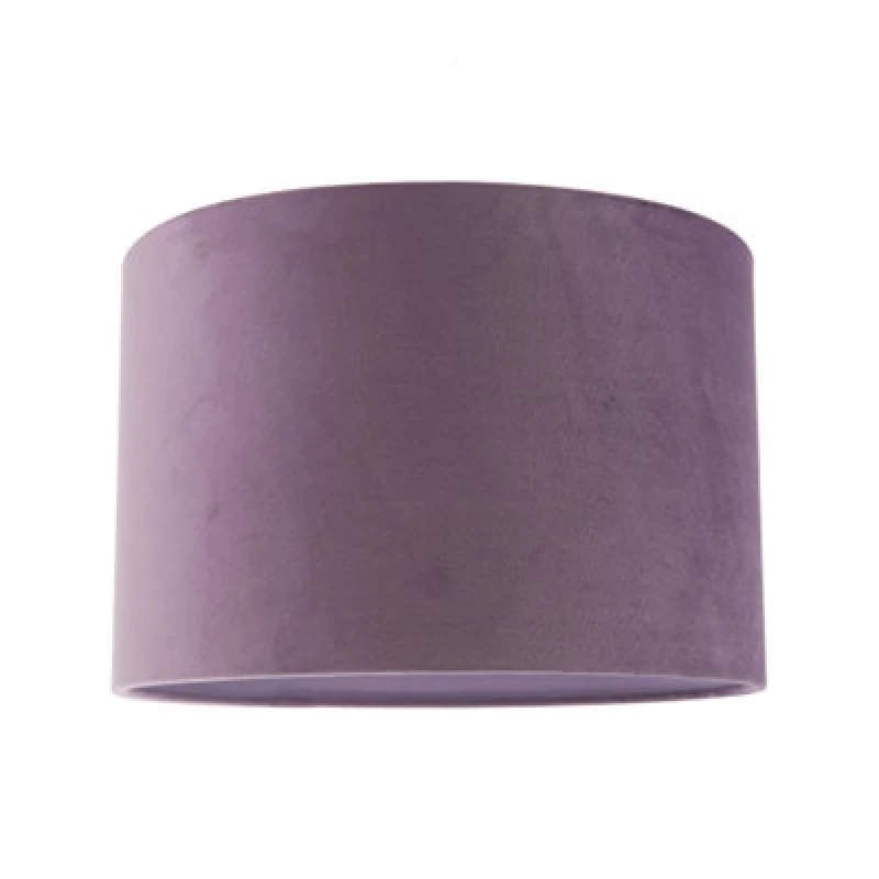 Image of Happy Homewares Soft Velvet Dark Lilac Fabric Round Lamp Shade For Table Or Pendant