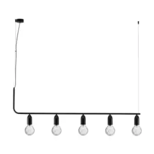 Image of Netlighting Merano Kitimat 5 Light Bar Pendant Ceiling Light Black Metal, Clear