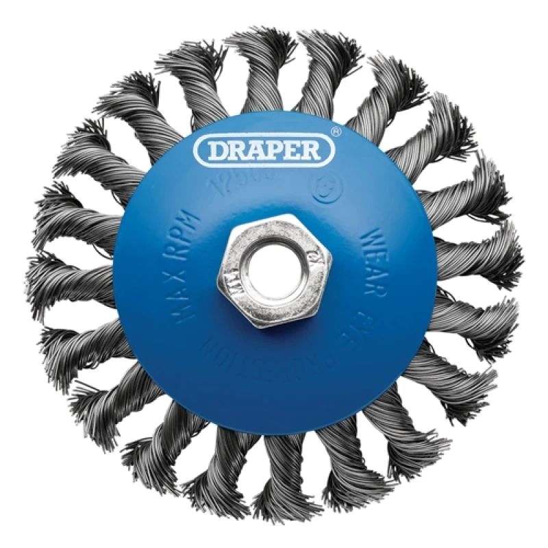 Image of Draper Steel Bevelled Twist-Knot Wire Wheel Brush, 115mm, M14 8063