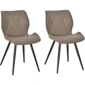 Image of Set of 2 Contrast Stitched pu Leather Racing-Style Chairs Accent Brown - Brown - Homcom