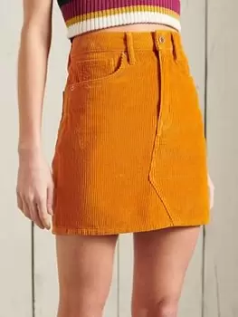 Image of Superdry Cord Mini Skirt - Orange, Size 28, Women