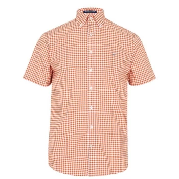Image of Gant Short Sleeve Gingham Shirt - Orange
