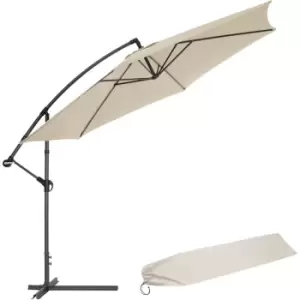 Image of Cantilever garden parasol umbrella 350cm - garden parasol, overhanging parasol, banana parasol - beige - beige