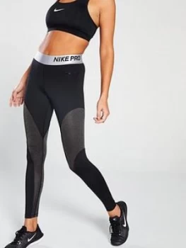 Image of Nike Training Leggings Black Silver BlackGold Size M Women