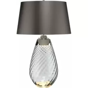 Image of Table Lamp Smoke tinted Glass & Slate Shade LED E27 60W Bulb d01884
