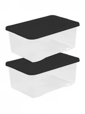 Image of Wham Crystal 45 Litre Pack of 3 Clear Black Lid