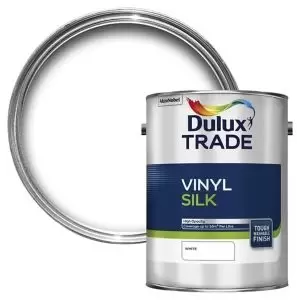 Image of Dulux Trade White Silk Emulsion Paint, 5L