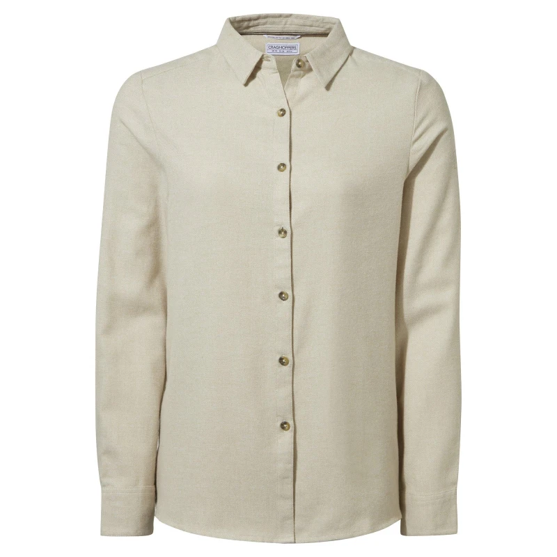 Image of Craghoppers Cotton-Blend 'Dornoch' Long-Sleeve Shirt Beige female