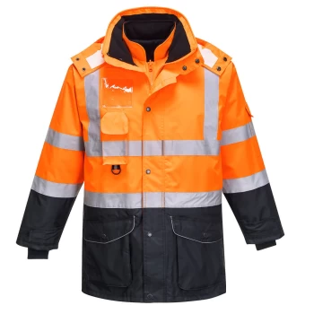 Image of Oxford Weave 300D Class 3 Hi Vis 7-in-1 Contrast Traffic Jacket Orange / Navy 4XL