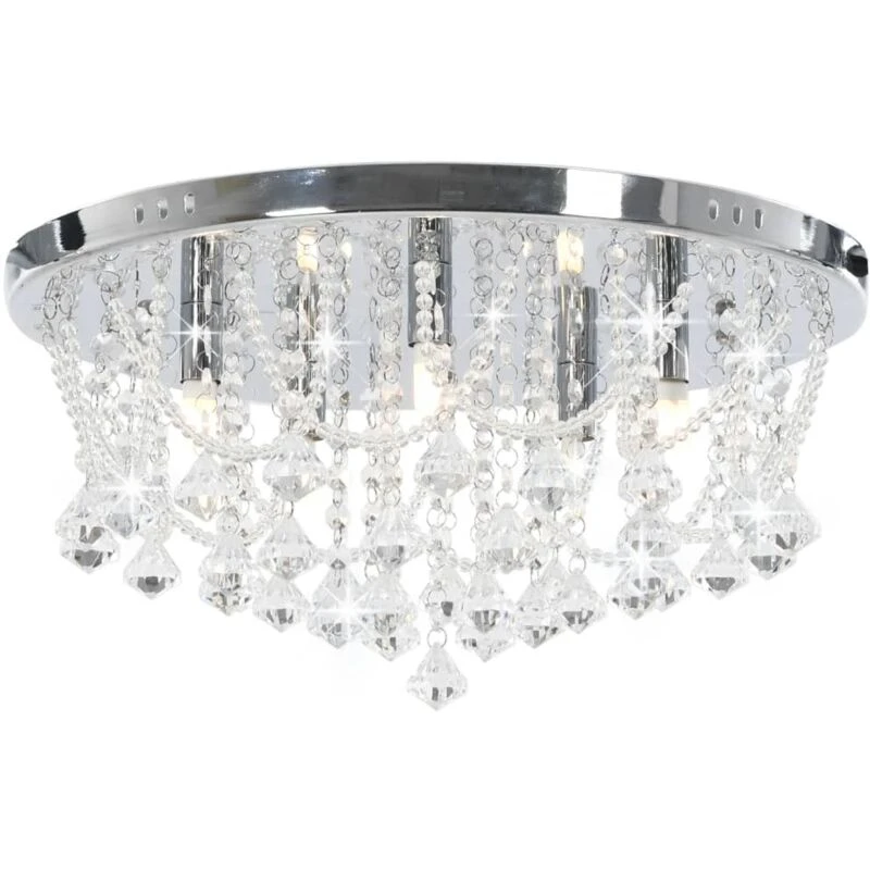 Image of VIDAXL Ceiling Lamp with Crystal Beads Silver Round 4 x G9 Bulbs Vidaxl 8719883573069