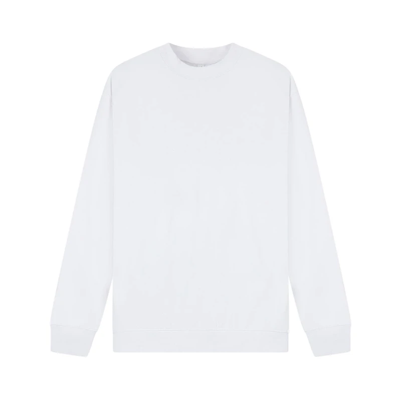 Image of Casual Classics Mens Premium Combed Cotton Extended Neckline Oversized Sweatshirt in White Size: XS White Male XS