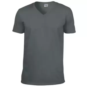 Image of Gildan Mens Soft Style V-Neck Short Sleeve T-Shirt (M) (Charcoal)