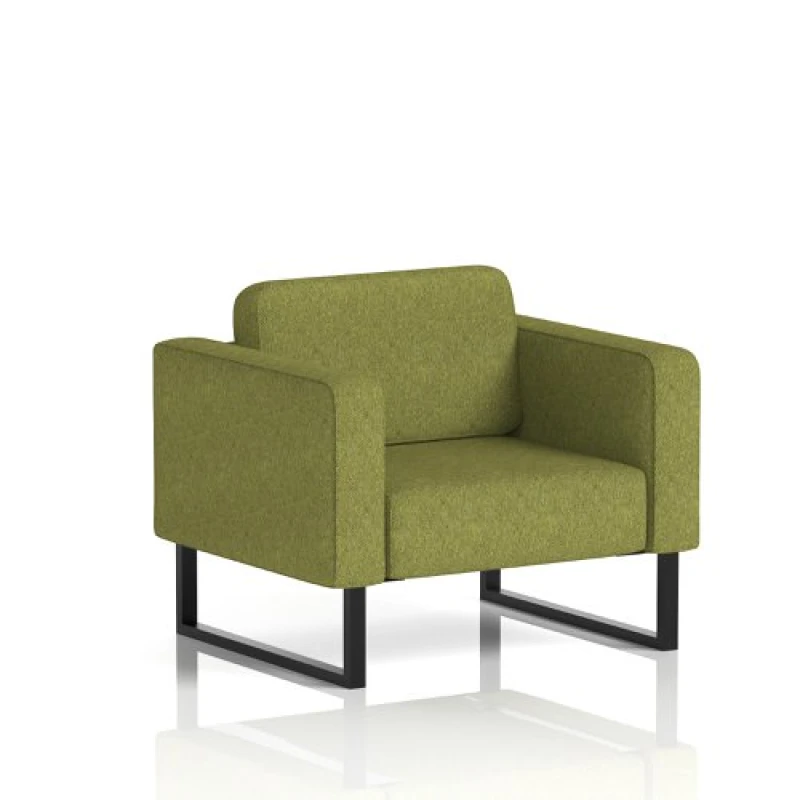 Image of Brixworth Office Armchair with Black Legs in Rivet Fabric - Olive