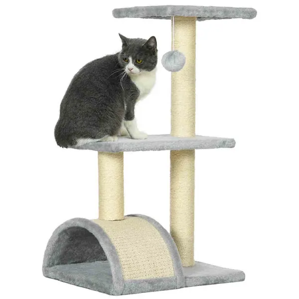 Image of PawHut 72cm Cat Climbing Tree w/Scratching Post - Light Grey