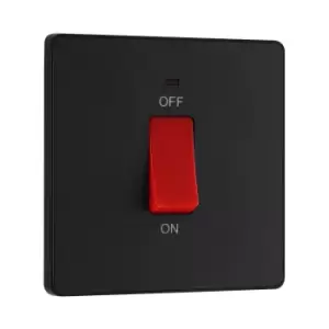 Image of BG Evolve Matt Black 45A Square Switch Double Pole With LED Power Indicator - PCDMB74B