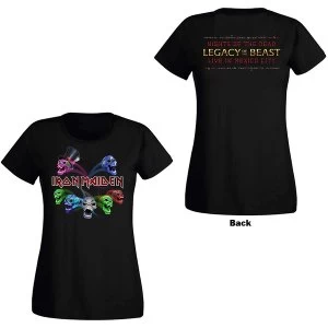 Image of Iron Maiden - Legacy of the Beast Live Album Skulls Ladies Medium T-Shirt - Black