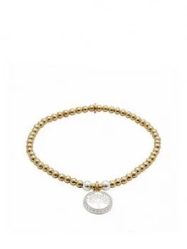 Image of Simply Silver 14Ct Gold Plated Sterling Silver Tree Of Life Stretch Bracelet