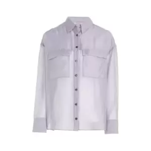 Image of Calvin Klein Jeans Sheer Long Sleeve Shirt - Purple