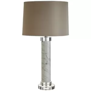 Image of Premier Housewares Ursina Table Lamp with Marble Base & Grey Fabric Shade