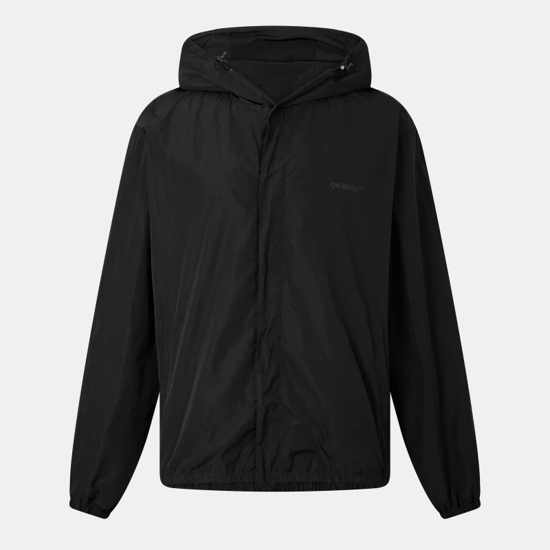 Image of Off White Mens Diag Print Technical Fabric Hooded Windbreaker Black male S